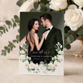 Aangepaste foto moderne botanische groene trouw save the date