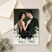 Aangepaste foto moderne botanische groene trouw save the date