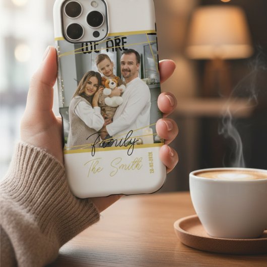 Aangepaste foto Moderne Chic Gouden Datum Familieh Case-Mate iPhone Case