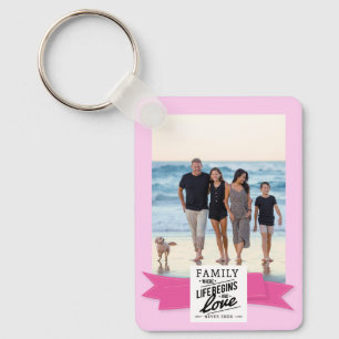 Aangepaste foto moderne citaat familie lint ansich sleutelhanger
