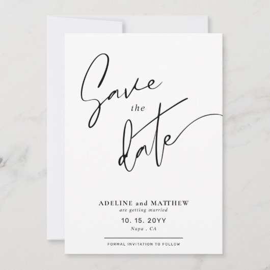 Aangepaste foto Moderne Eenvoudige legante scriptb Save The Date (Voorkant)