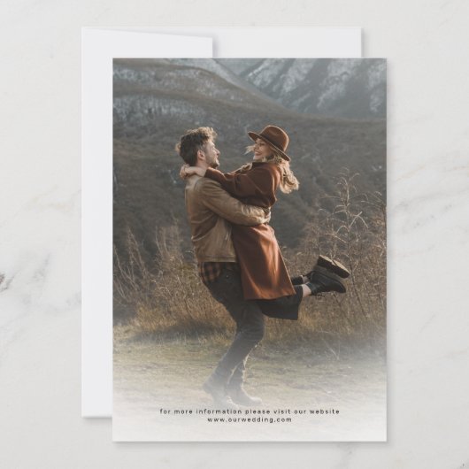 Aangepaste foto Moderne Eenvoudige legante scriptb Save The Date (Achterkant)