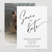 Aangepaste foto Moderne Eenvoudige legante scriptb Save The Date (Voorkant / Achterkant)