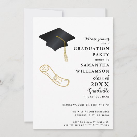 Aangepaste foto moderne elegante afstudeerfeest kaart (Voorkant)