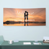 Aangepaste foto Moderne elegante bruiloft Spandoek (Beurs)