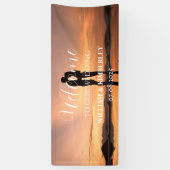 Aangepaste foto Moderne elegante bruiloft Spandoek (Verticaal)