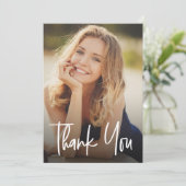 Aangepaste foto moderne handlettering verjaardag bedankkaart (Staand voorkant)