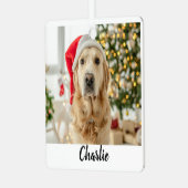 Aangepaste foto Moderne Kerstmis gepersonaliseerd Metalen Ornament (Voorkant links)