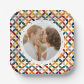 Aangepaste foto moderne kleurrijke gepersonaliseer papieren bordje (Voorkant)