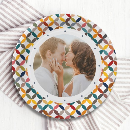 Aangepaste foto moderne kleurrijke gepersonaliseer papieren bordje