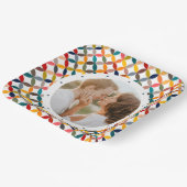 Aangepaste foto moderne kleurrijke gepersonaliseer papieren bordje (Gebogen)