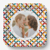 Aangepaste foto moderne kleurrijke gepersonaliseer papieren bordje (Voorkant)