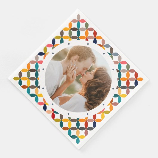 Aangepaste foto moderne kleurrijke gepersonaliseer servet (Hoek)