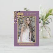 Aangepaste foto Moderne Mauve Gold Sparkles Kaart (Staand voorkant)