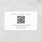 Aangepaste foto moderne minimalistische QR-code zw Visitekaartje (Achterkant)