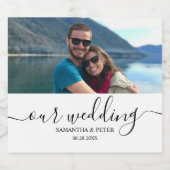 Aangepaste foto Moderne ontspannen bruiloft Sparkling Wijnetiket (Enkel label)