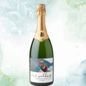 Aangepaste foto Moderne ontspannen bruiloft Sparkling Wijnetiket