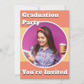 Aangepaste foto Moderne perzik afstudeerfeest Kaart (Voorkant)