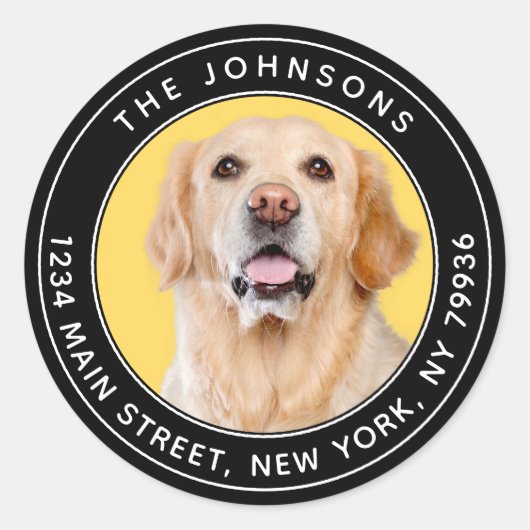 Aangepaste foto Moderne ronde retour adres Ronde Sticker (Voorkant)