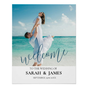 Aangepaste foto Moderne Strand Bruiloft Welkomstbo Perfect Poster