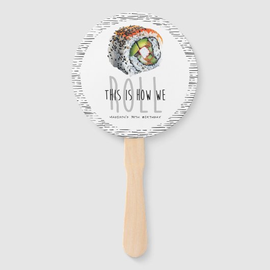 Aangepaste foto Moderne sushi verjaardag Handwaaier (Voorkant)
