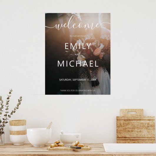 Aangepaste foto moderne trouw-welkomstposter poster (Keuken)