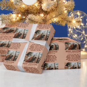 Aangepaste foto moderne typografie bericht Kerstmi Cadeaupapier