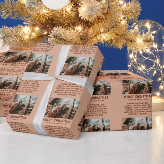 Aangepaste foto moderne typografie bericht Kerstmi Cadeaupapier (Feestdagen)