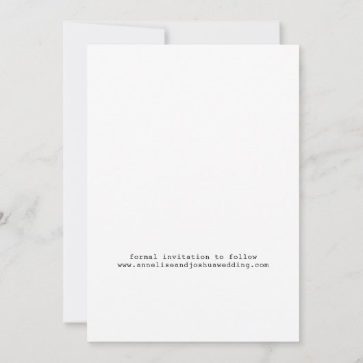 Aangepaste foto moderne typografie eenvoudige brui save the date (Achterkant)