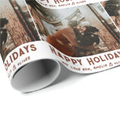 Aangepaste foto moderne typografie Kerstmis Cadeaupapier (Rol Hoek)