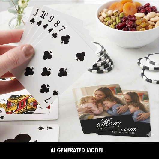 Aangepaste foto Moeder Est Jaar Minimalistisch Pokerkaarten