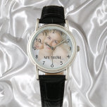 Aangepaste foto moeder horloge<br><div class="desc">Sjabloon voor je eigen foto van de beste moeder ter wereld. Zwarte cijfers. Tekst: Mijn moeder. Met een witte foto overlay.</div>