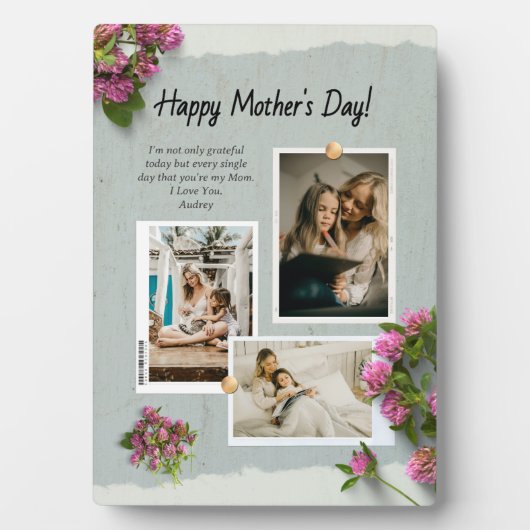 Aangepaste foto Moederdag hou van je mam Fotoplaat (voorkant)