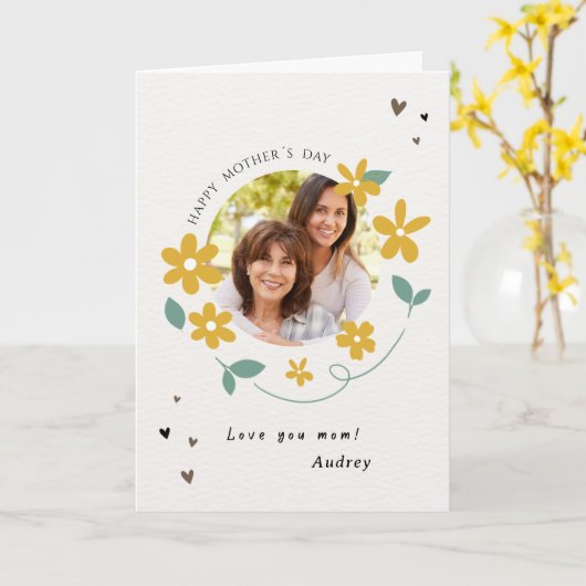 Aangepaste foto Moederdag hou van je mam Kaart (Gele Bloem)
