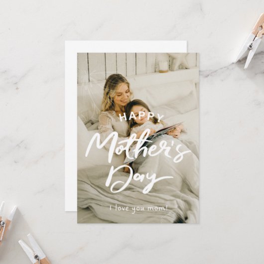 Aangepaste foto Moederdag hou van je mam Kaart (Voorkant / Achterkant in situ)