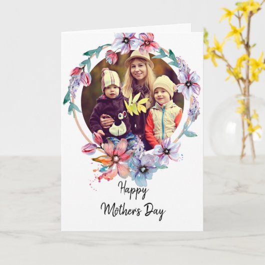 Aangepaste foto-Moederdag Kaart (Gele Bloem)