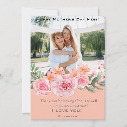 Aangepaste foto-Moederdag op maat Feestdagenkaart (Voorkant)