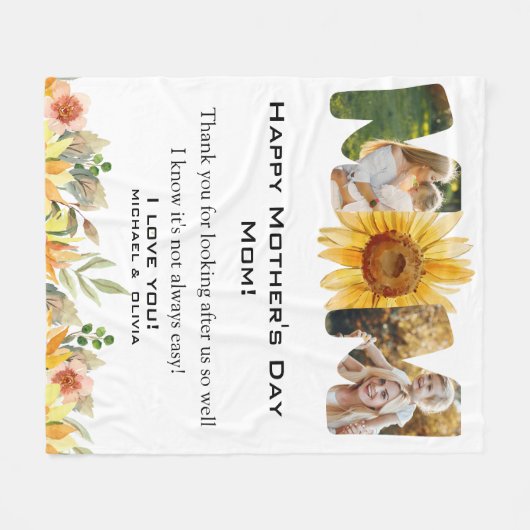 Aangepaste foto-Moederdag op maat Fleece Deken (Voorkant (Horizontaal))