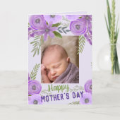 Aangepaste foto "Moederdag" Violet Lavendel Kaart (Voorkant)