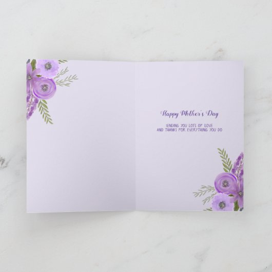 Aangepaste foto "Moederdag" Violet Lavendel Kaart (Binnen)