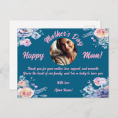 Aangepaste Foto Moederdag Waterverf Bloemen Feestdagenkaart (Voorkant / Achterkant)