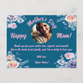 Aangepaste Foto Moederdag Waterverf Bloemen Feestdagenkaart