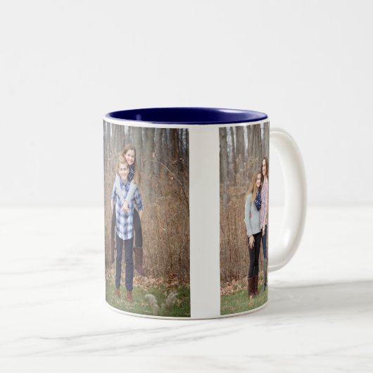 Aangepaste foto-mok - 3 verticale foto's gepersona tweekleurige koffiemok (Voorkant rechts)