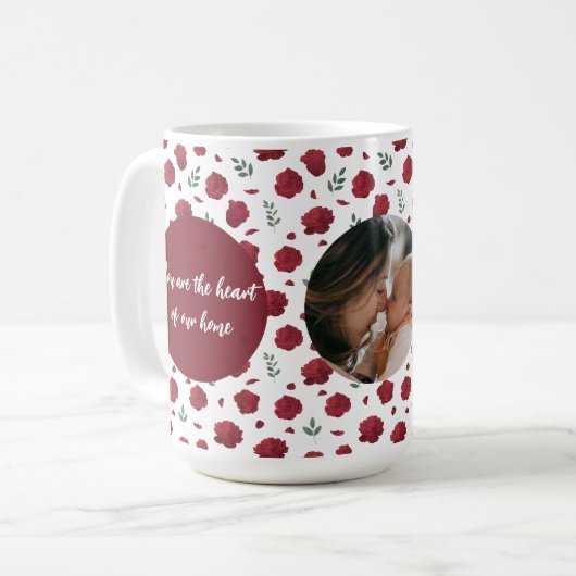 Aangepaste Foto Mok met Rode Bloemen | Moederdag (Voorkant links)