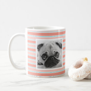 Aangepaste foto-Mok van Bright Blue Striped Patter Koffiemok