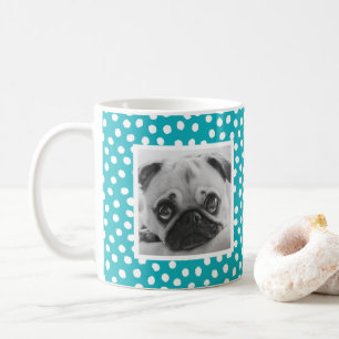 Aangepaste foto-Mok van het Bright Blue White Dot  Koffiemok