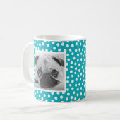 Aangepaste foto-Mok van het Bright Blue White Dot Koffiemok (Voorkant links)