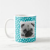 Aangepaste foto-Mok van het Bright Blue White Dot Koffiemok (Links)