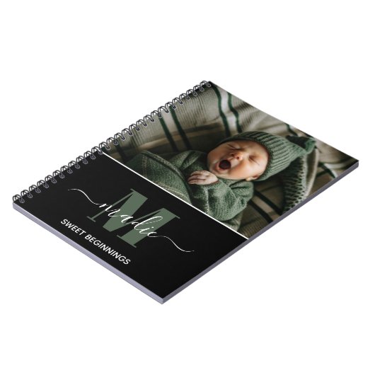 Aangepaste foto monogram baby notitieboek (Linkerzijde)