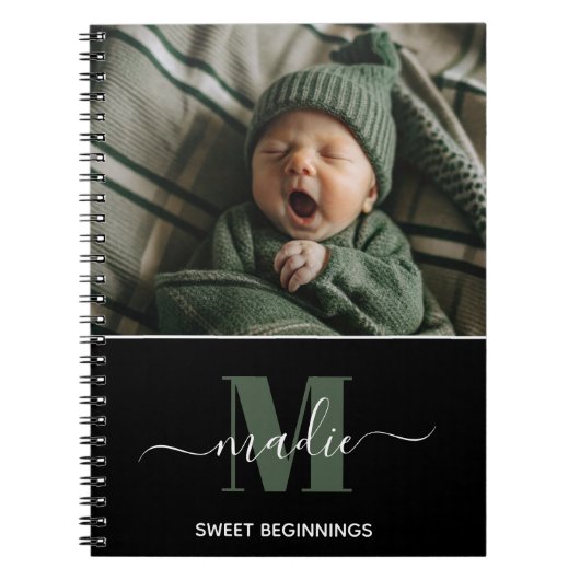 Aangepaste foto monogram baby notitieboek (Voorkant)